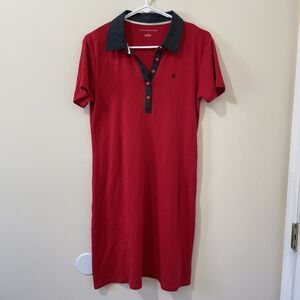 Tommy Hilfiger Polo Tee Shirt Red Dress Women's Medium Logo Tennis Prep